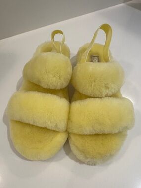 Brand New UGG Yellow Fluff Slide Slippers